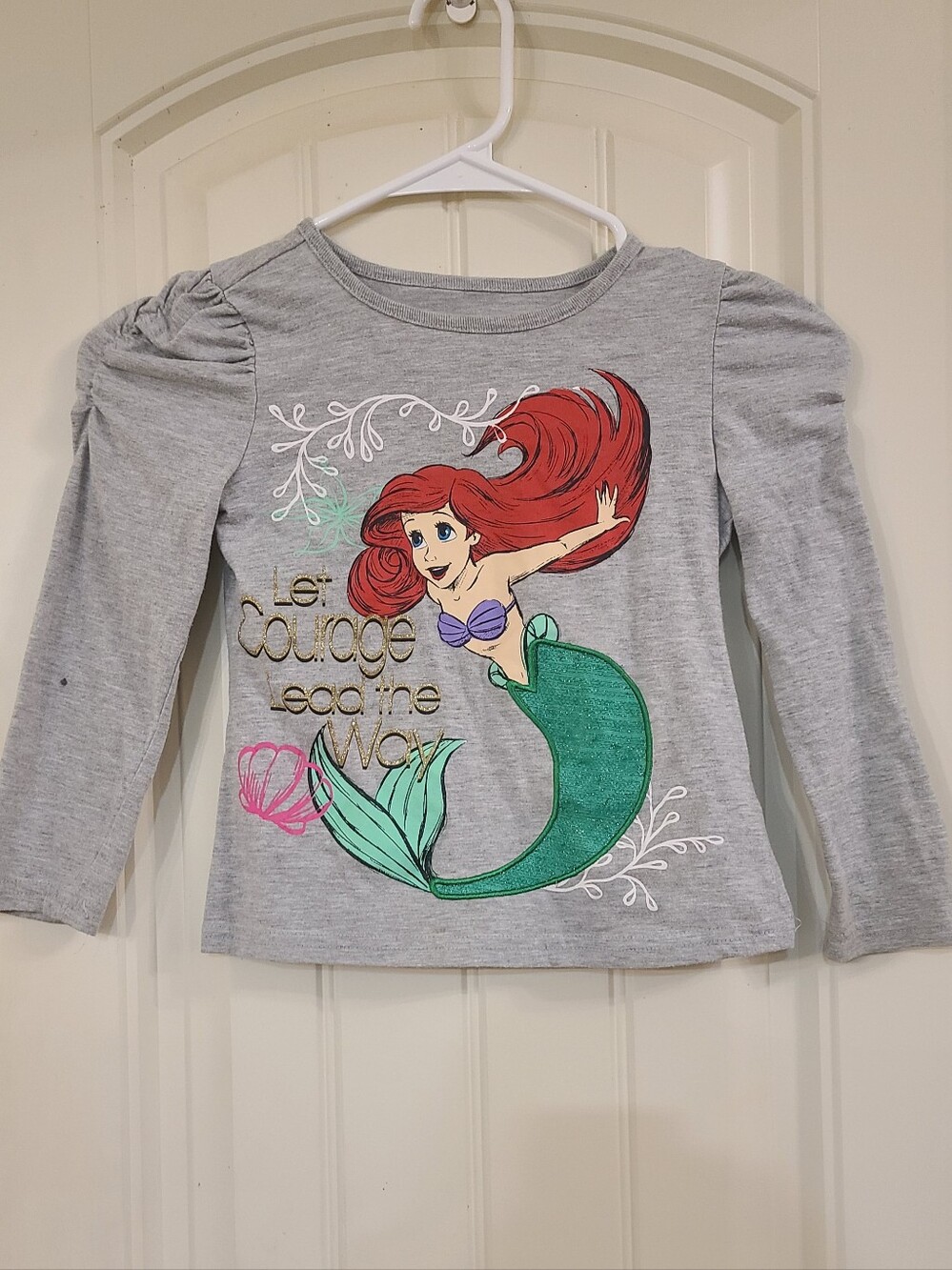 Girls Grey Ariel Mermaid Long-Sleeve Shirt Size M